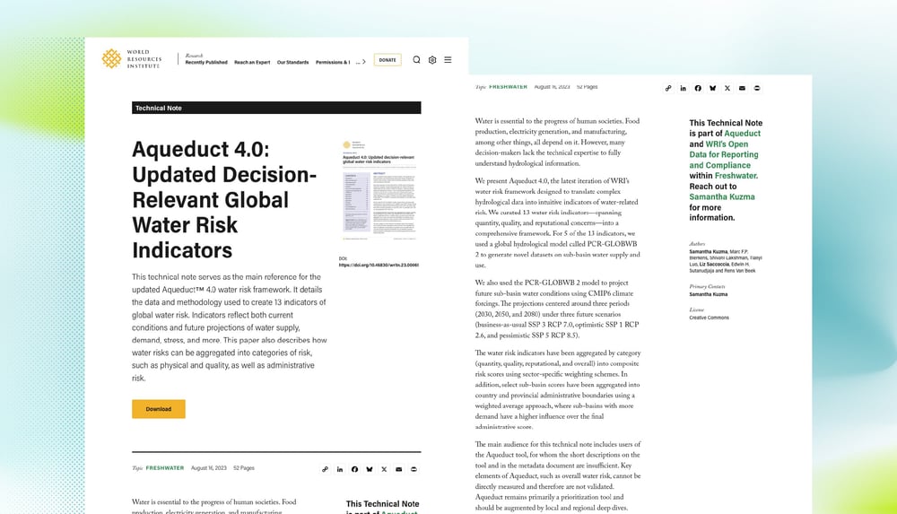 Aqueduct 4.0: Updated Decision-Relevant Global Water Risk Indicators