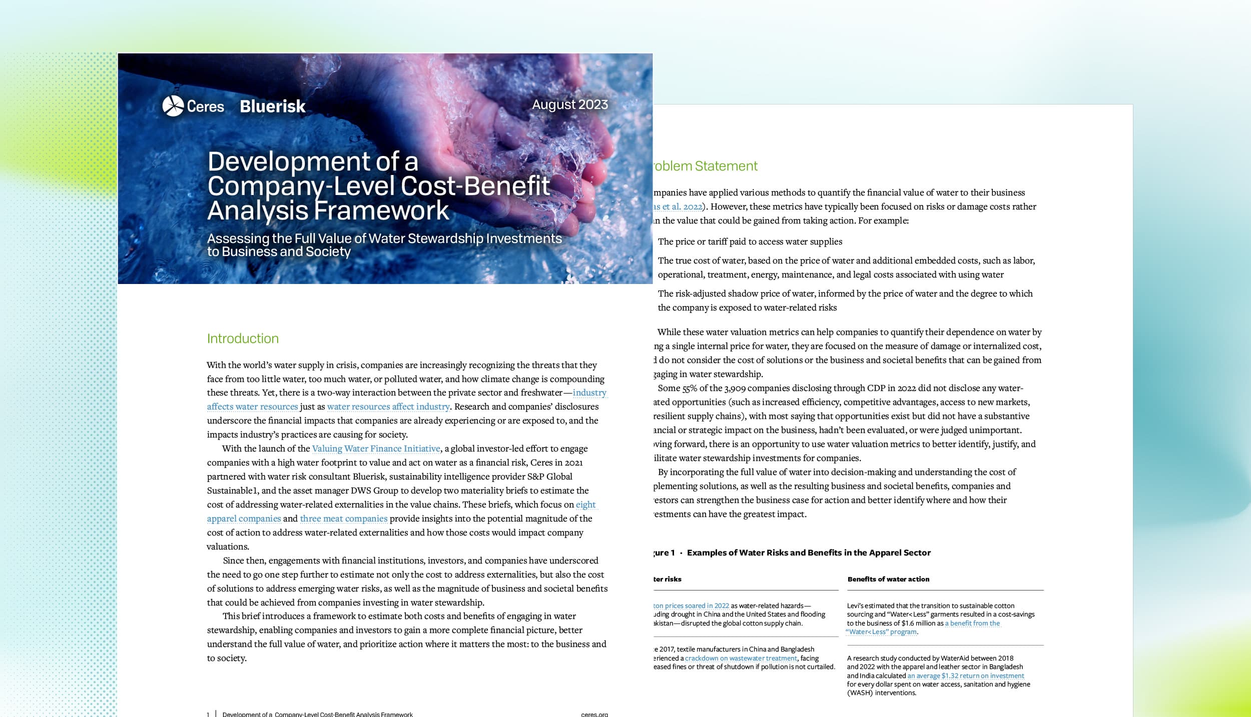 Development of a Company‐Level Cost‐Benefit Analysis Framework: Assessing the Full Value of Water Stewardship Investments to Business and Society