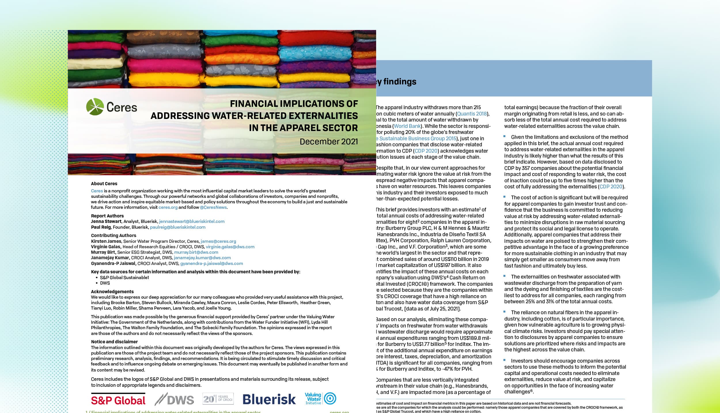 Financial Implications of Addressing Water-Related Externalities in the Apparel Sector
